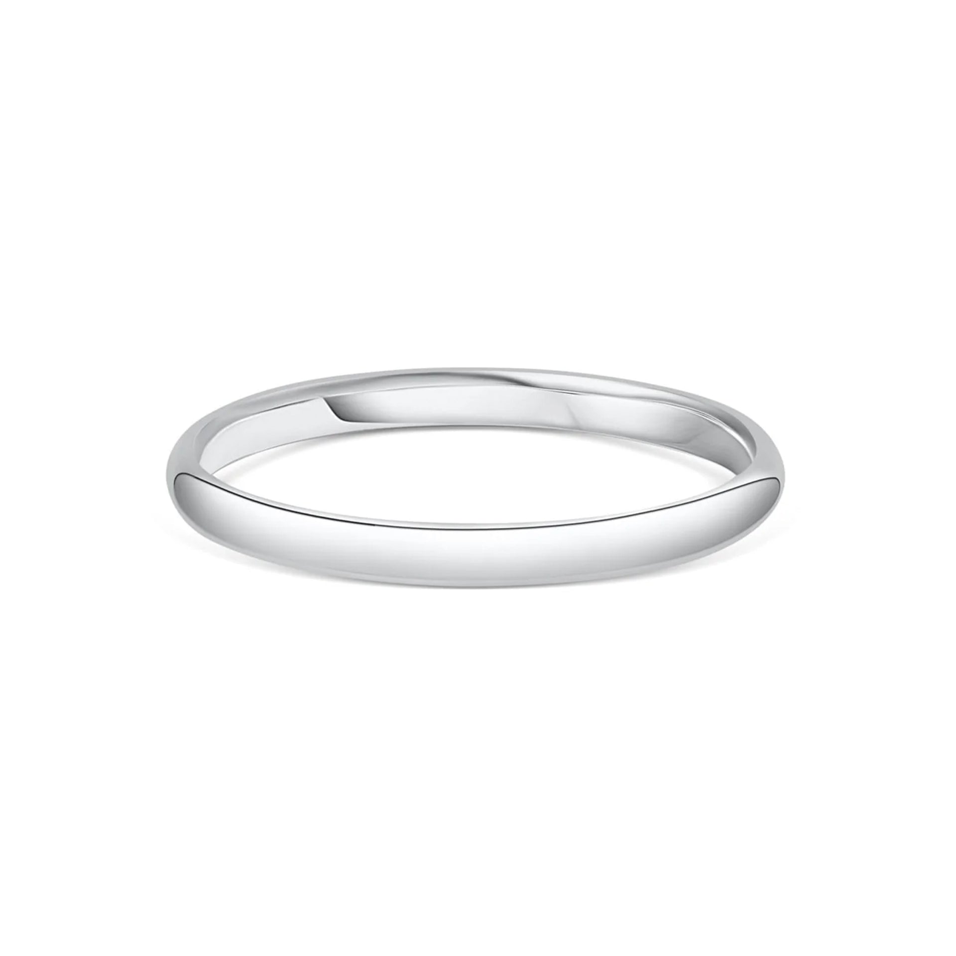 stunning silver wedding band on white background