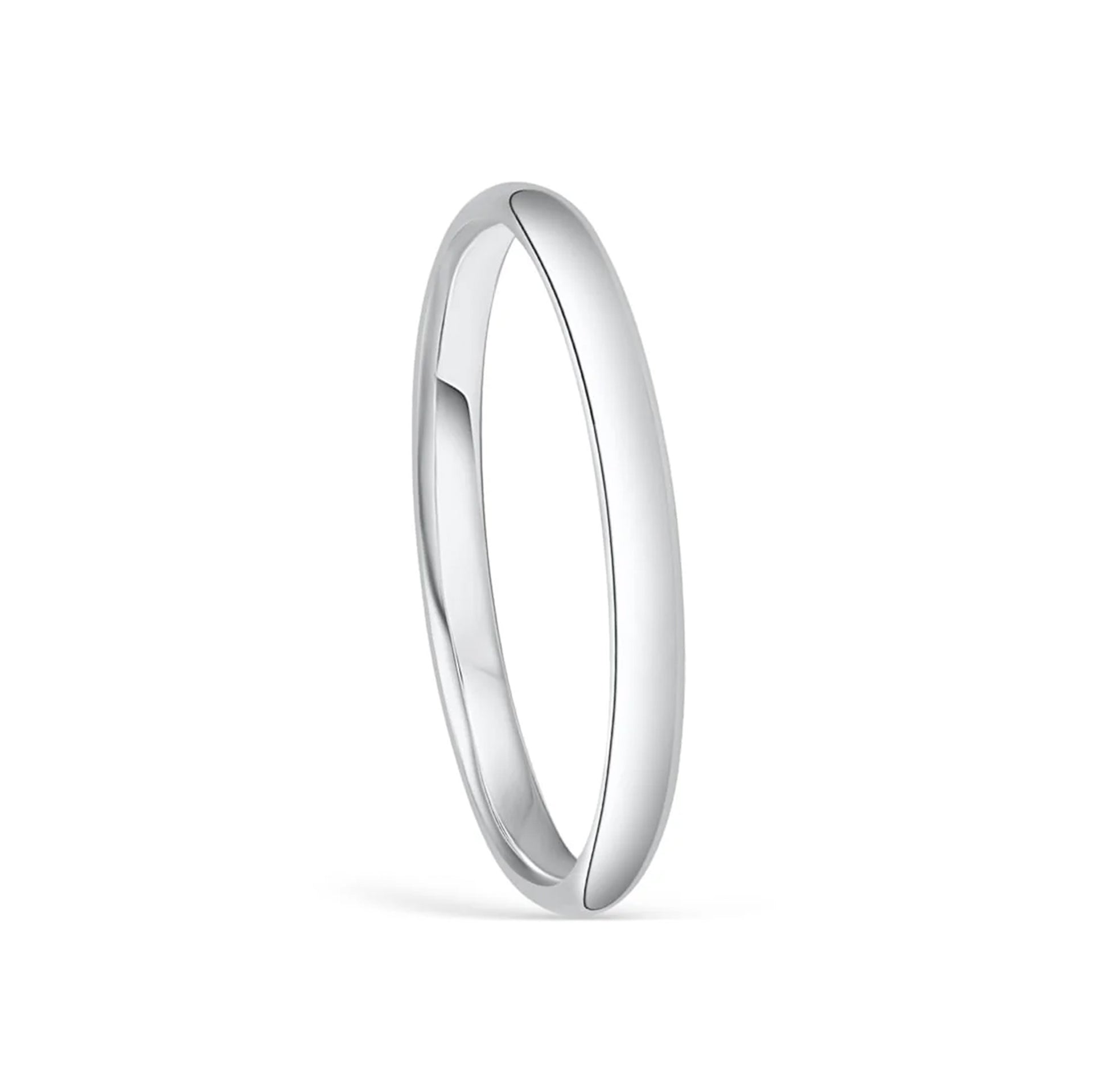 stunning setting shot of silver wedding band on white background