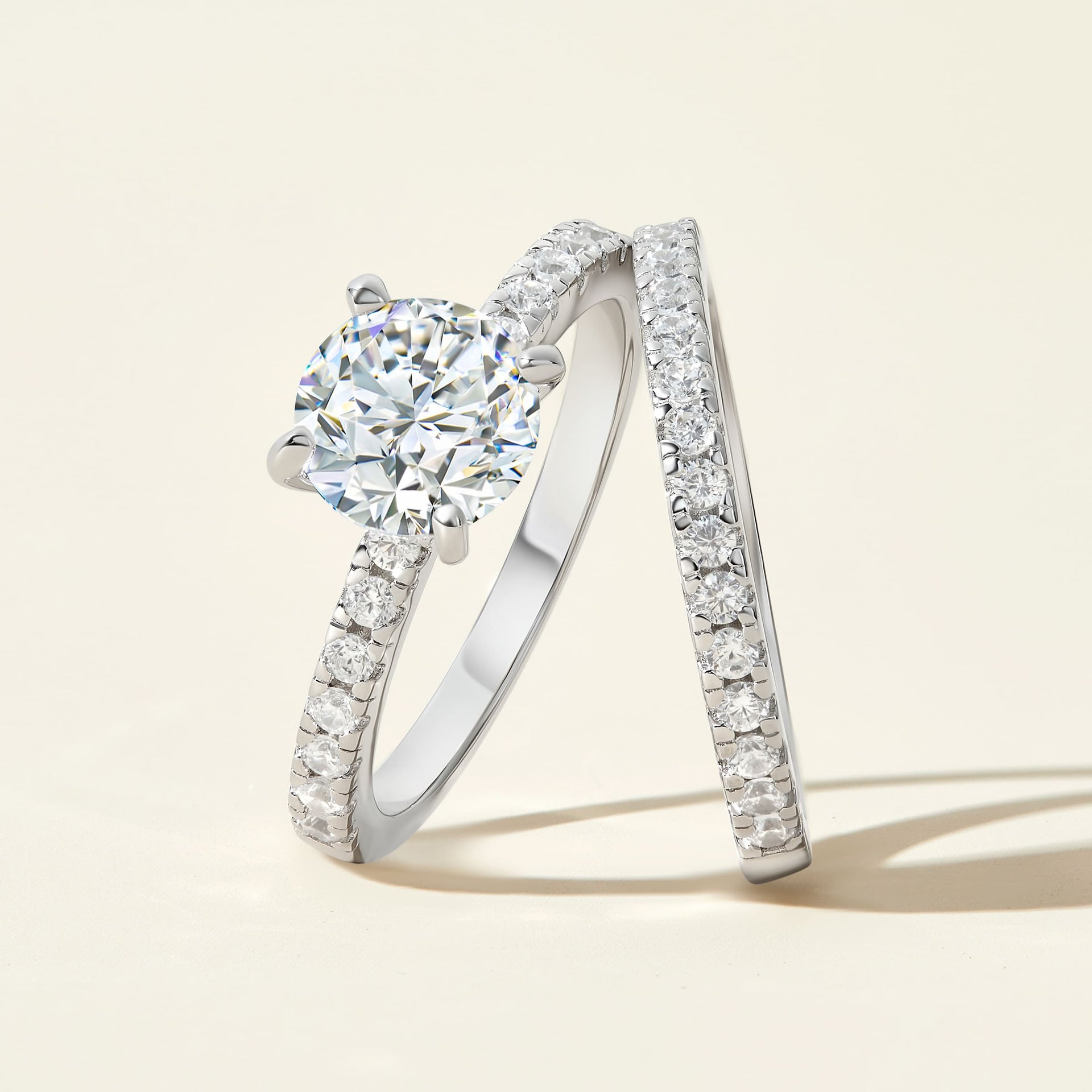 silver 1.75 carat round cut wedding set