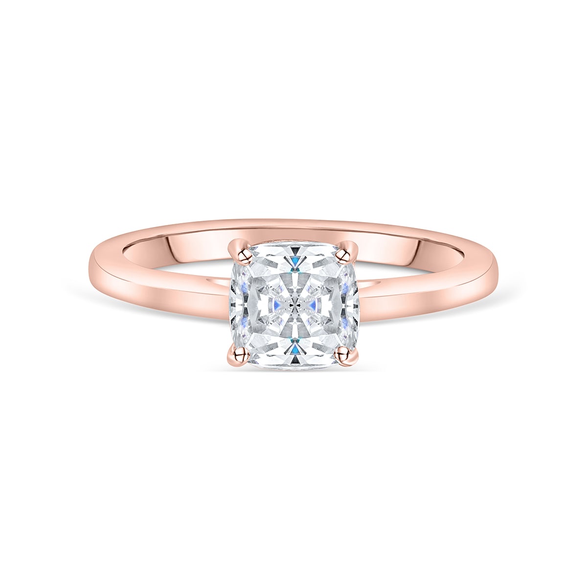 rose gold engagement cushion cut ring