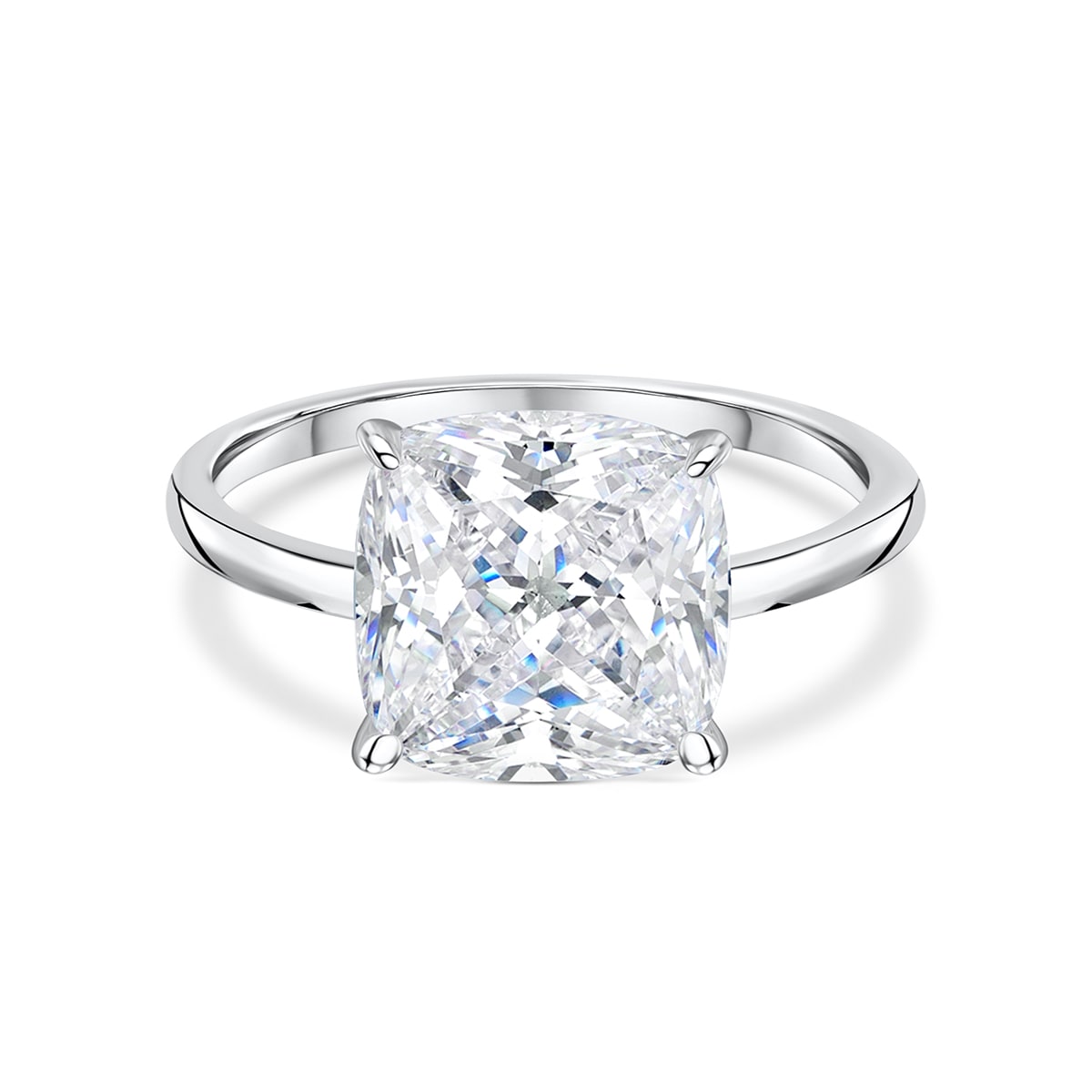 cushion cut silver wedding ring