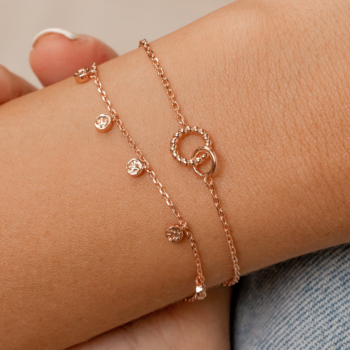 Double loop rose gold bracelet