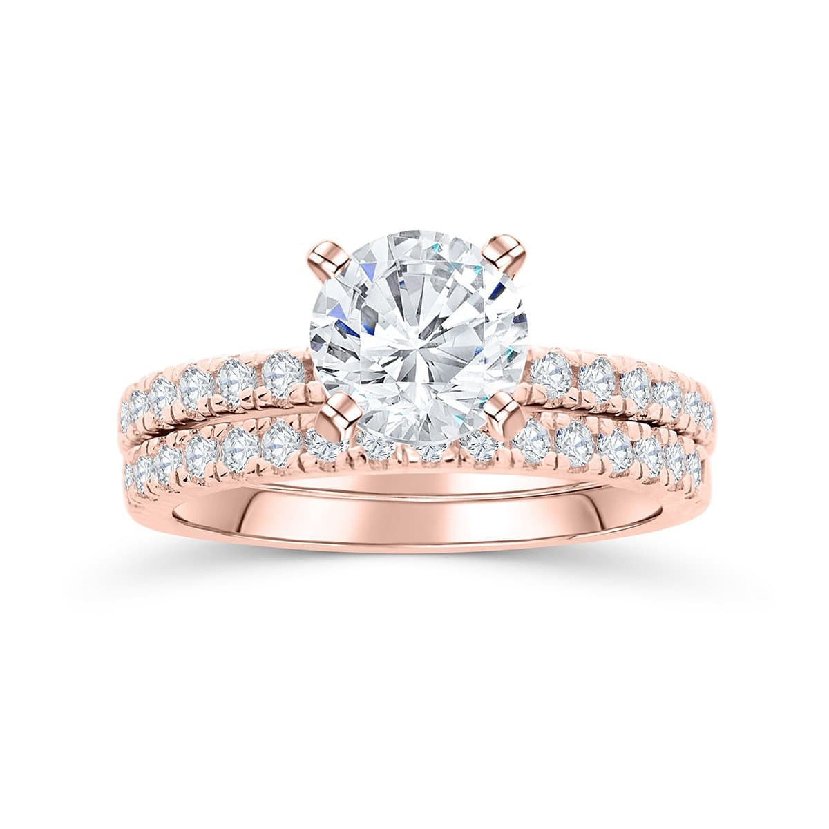 the star light rose gold wedding ring set