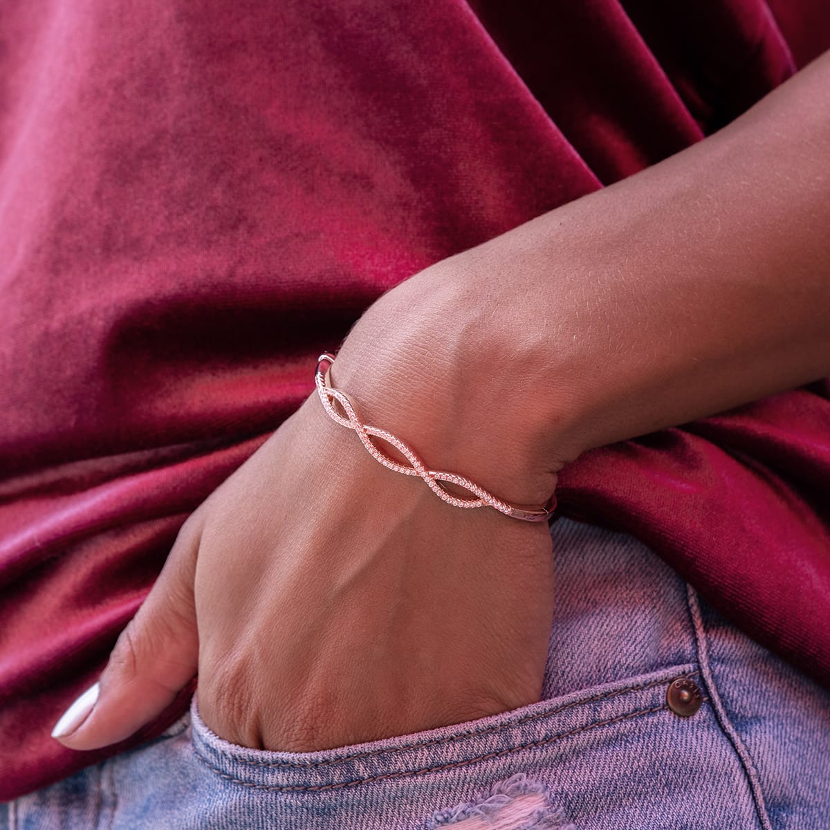 the nova rose gold bracelet on wrist