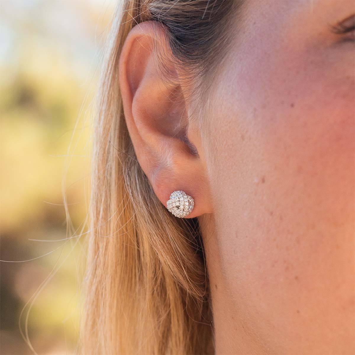 the audrey silver earrings with cluster knot