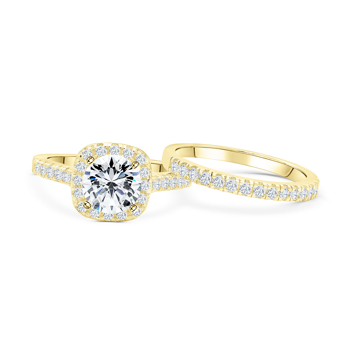 Yellow Gold Wedding Band and Engagement Ring Set