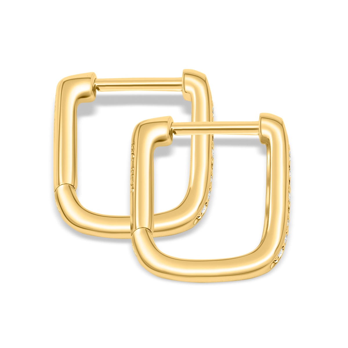 Gold hoop earrings with stones