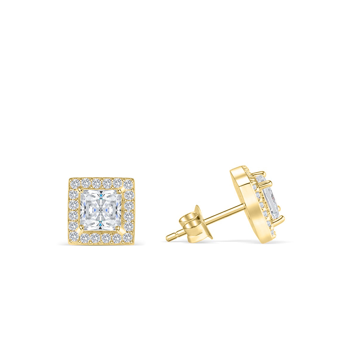 Gold halo stud earrings