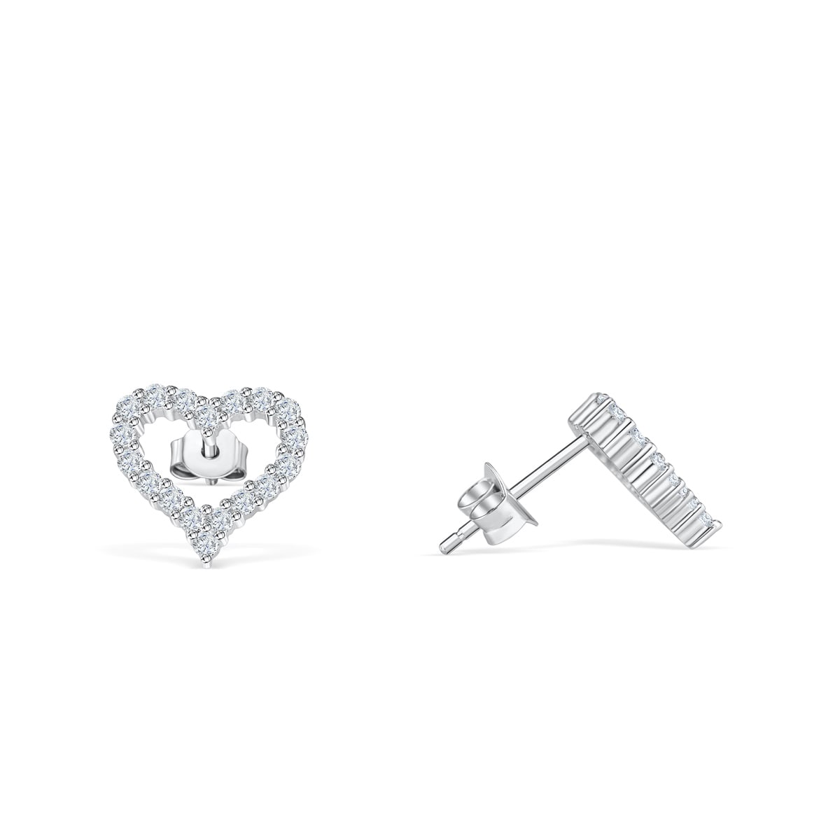 the jasmine silver heart shaped earrings