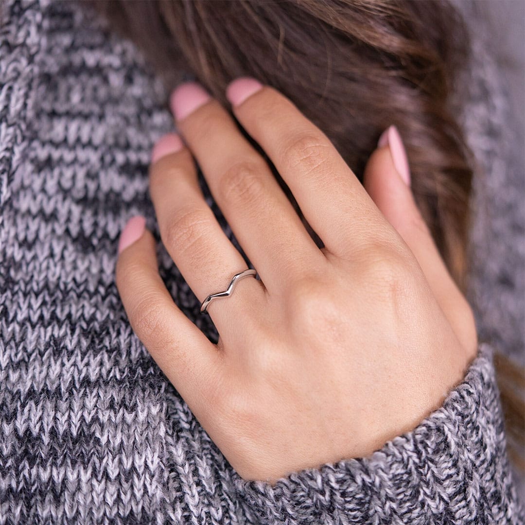 the paige chevron silver wedding ring