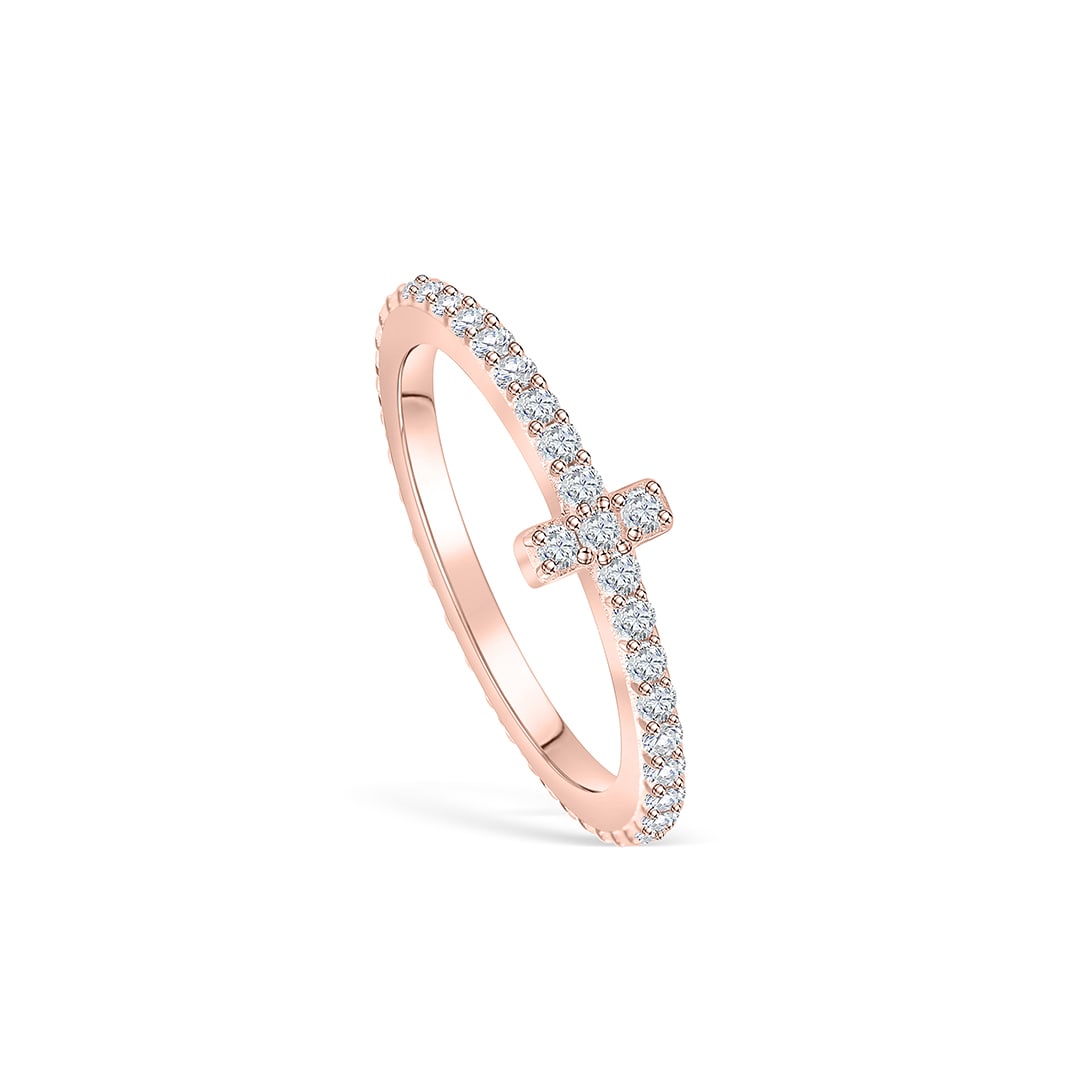 the stella rose gold t shaped wedding band setting