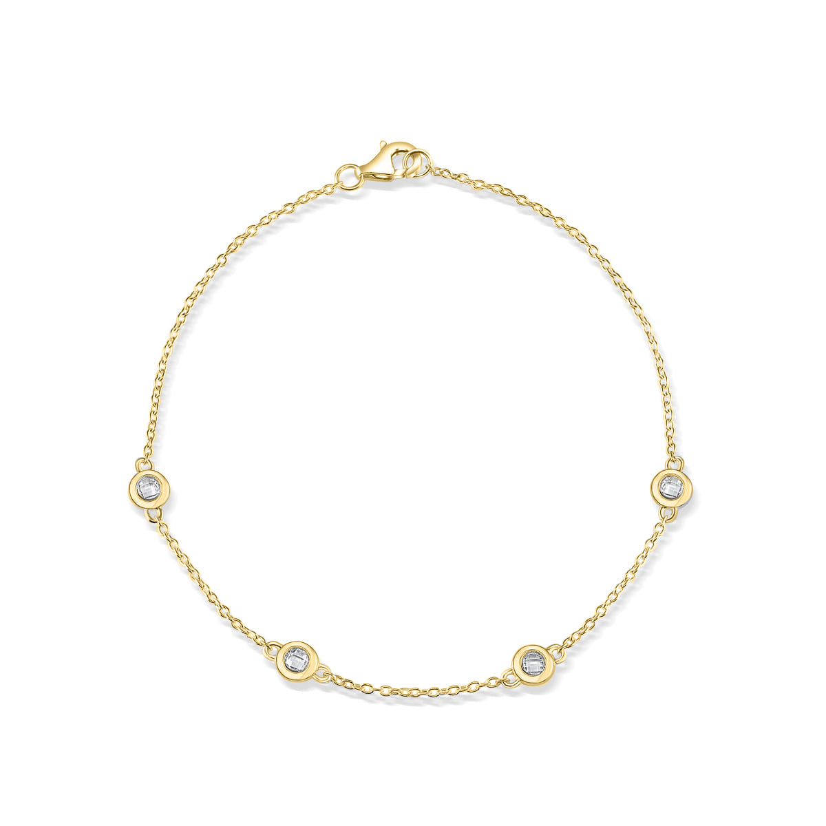 Gold round cut stone bracelet