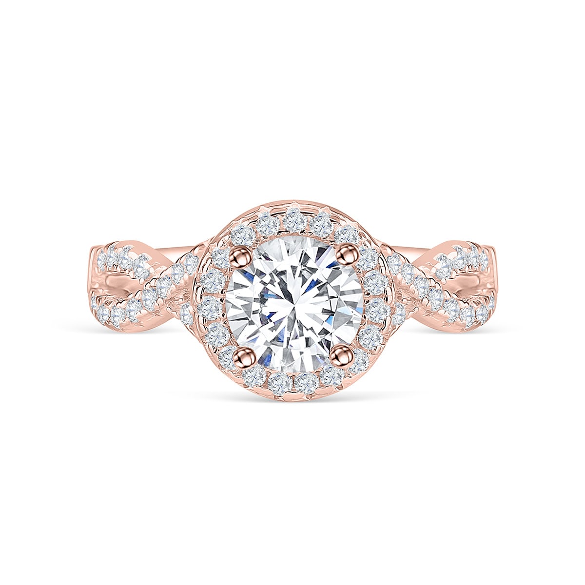 Halo Round Rose Gold Engagement Ring