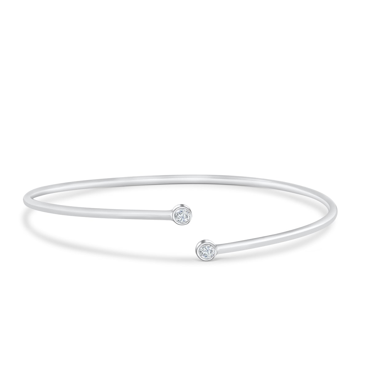 Single Row Adjustable Stud Bangle in Silver