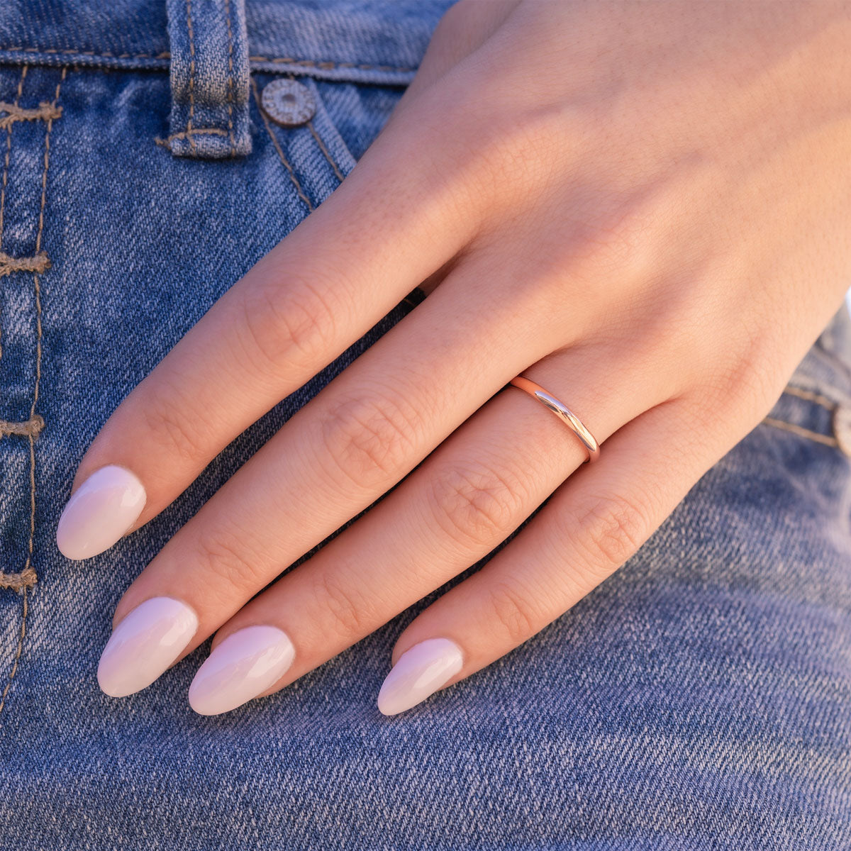 Simple rose gold wedding band