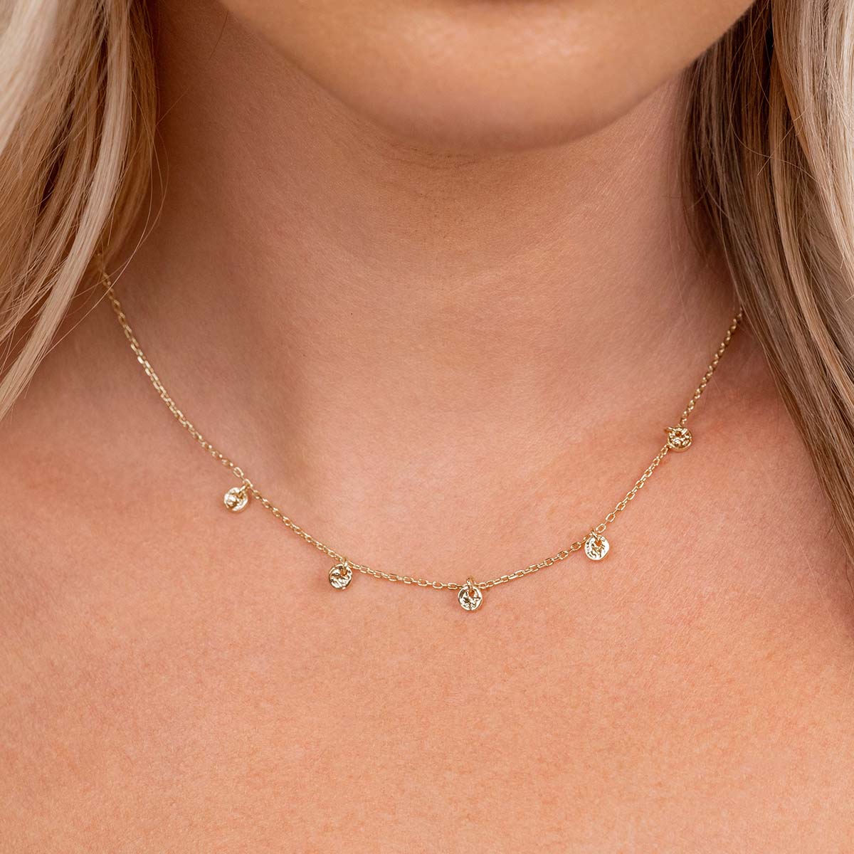 Simple gold mini coin necklace