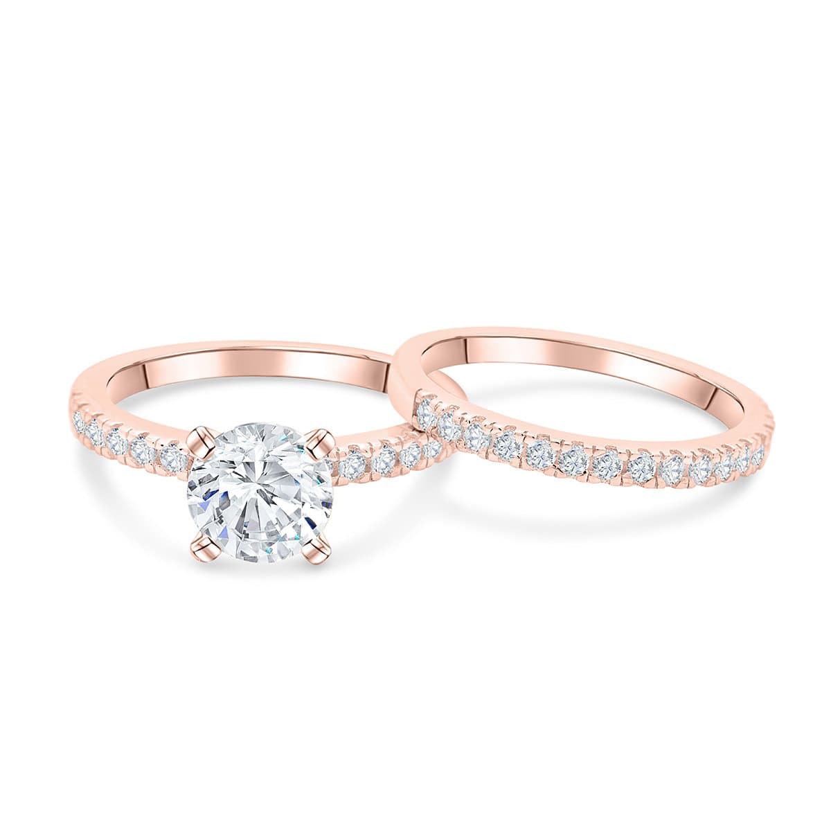 the star light rose gold wedding ring set setting