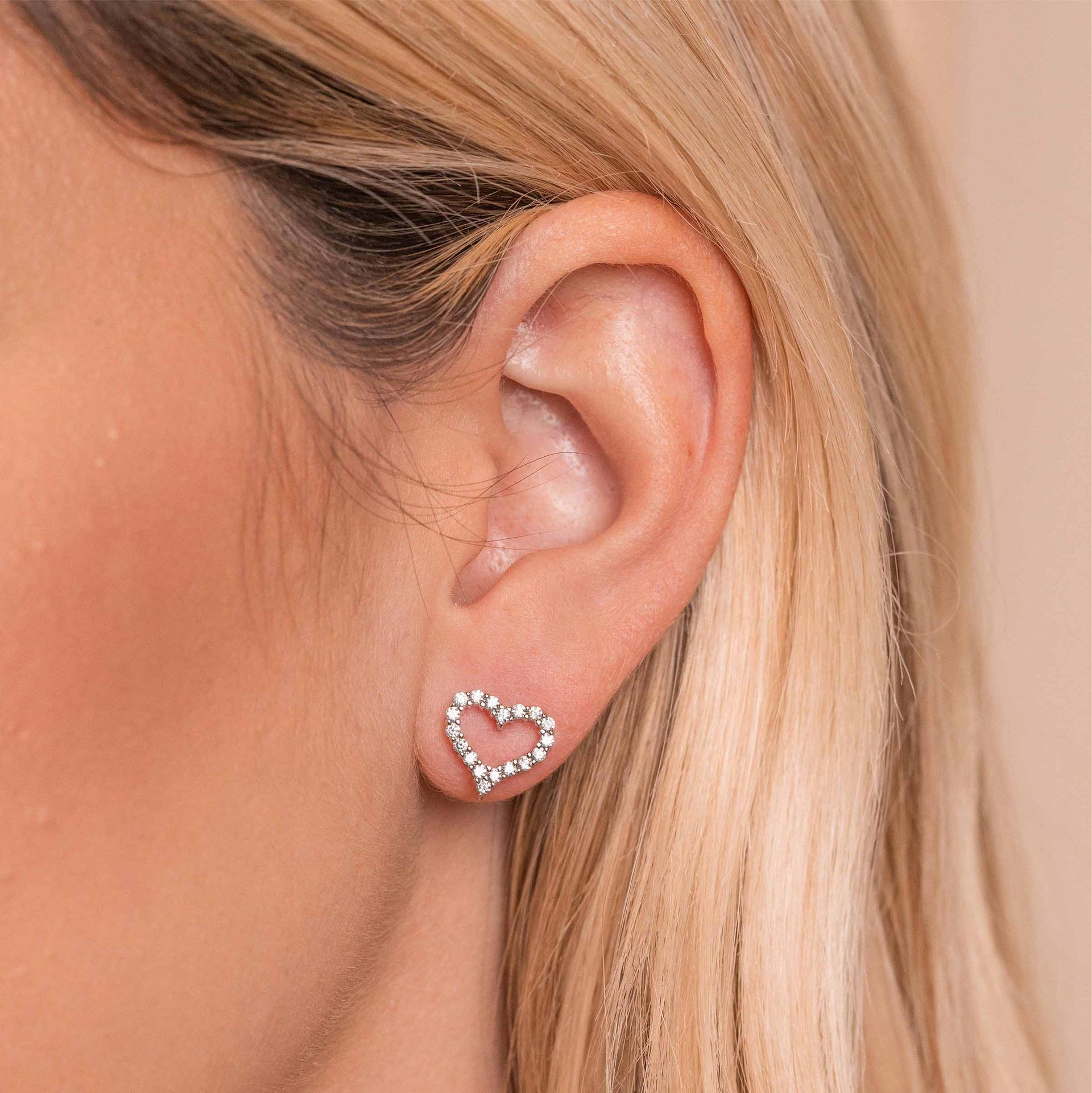 Silver heart stud earrings