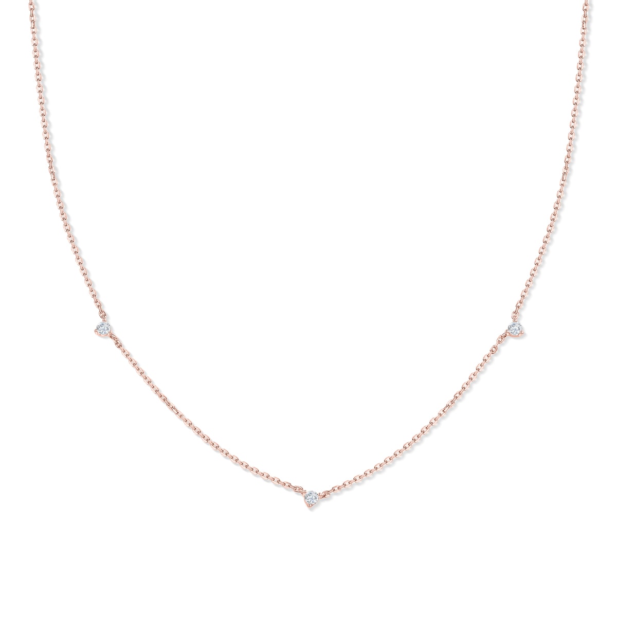 Rose gold cz stone chain necklace