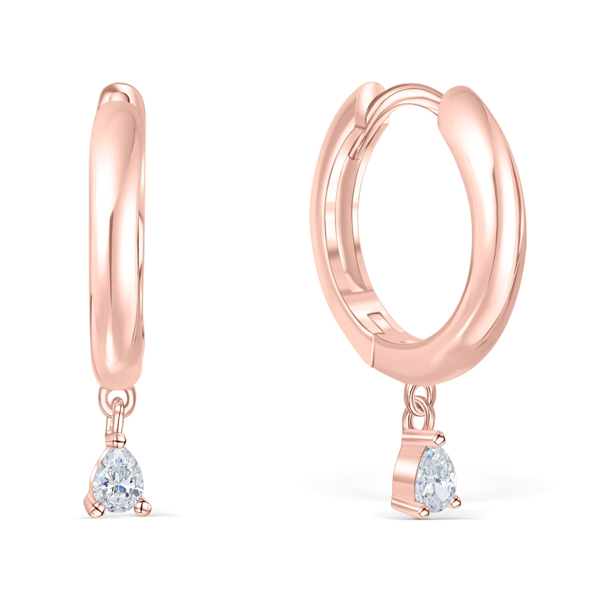 Rose gold drop pendant earrings