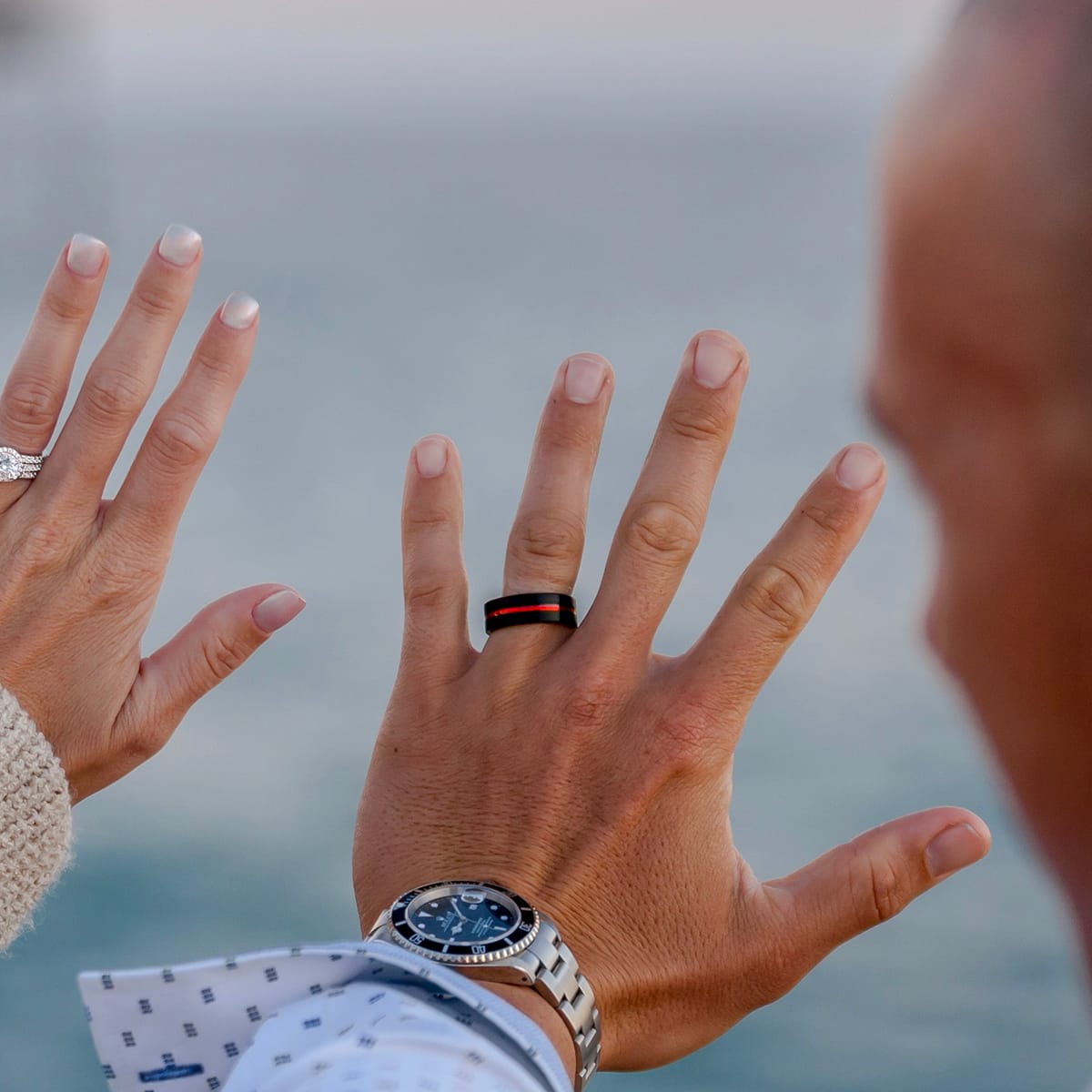 the inferno black tungsten ring on hand