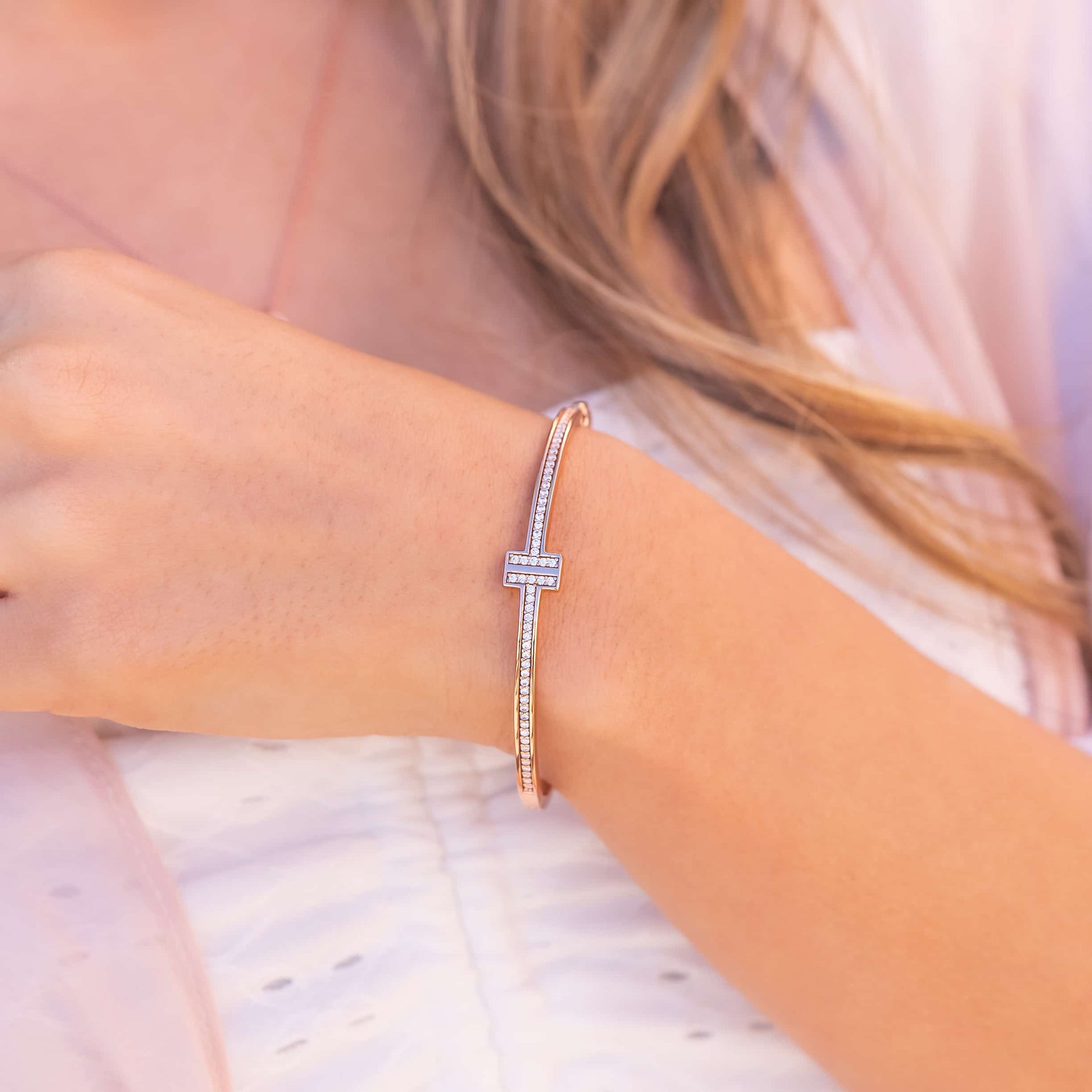 rose gold bracelet with stones