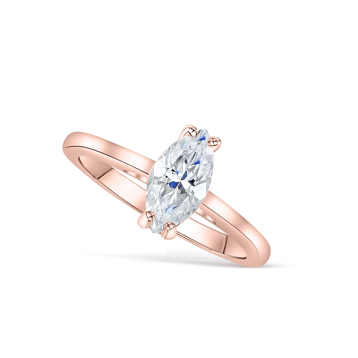 the cambria rose gold marquise solitaire ring